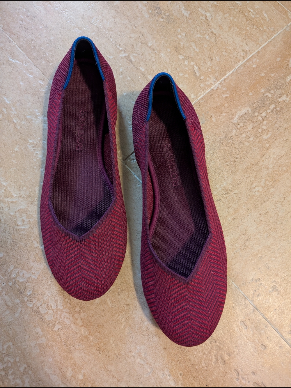 Rothy's Burgundy Herringbone Ballet Flats